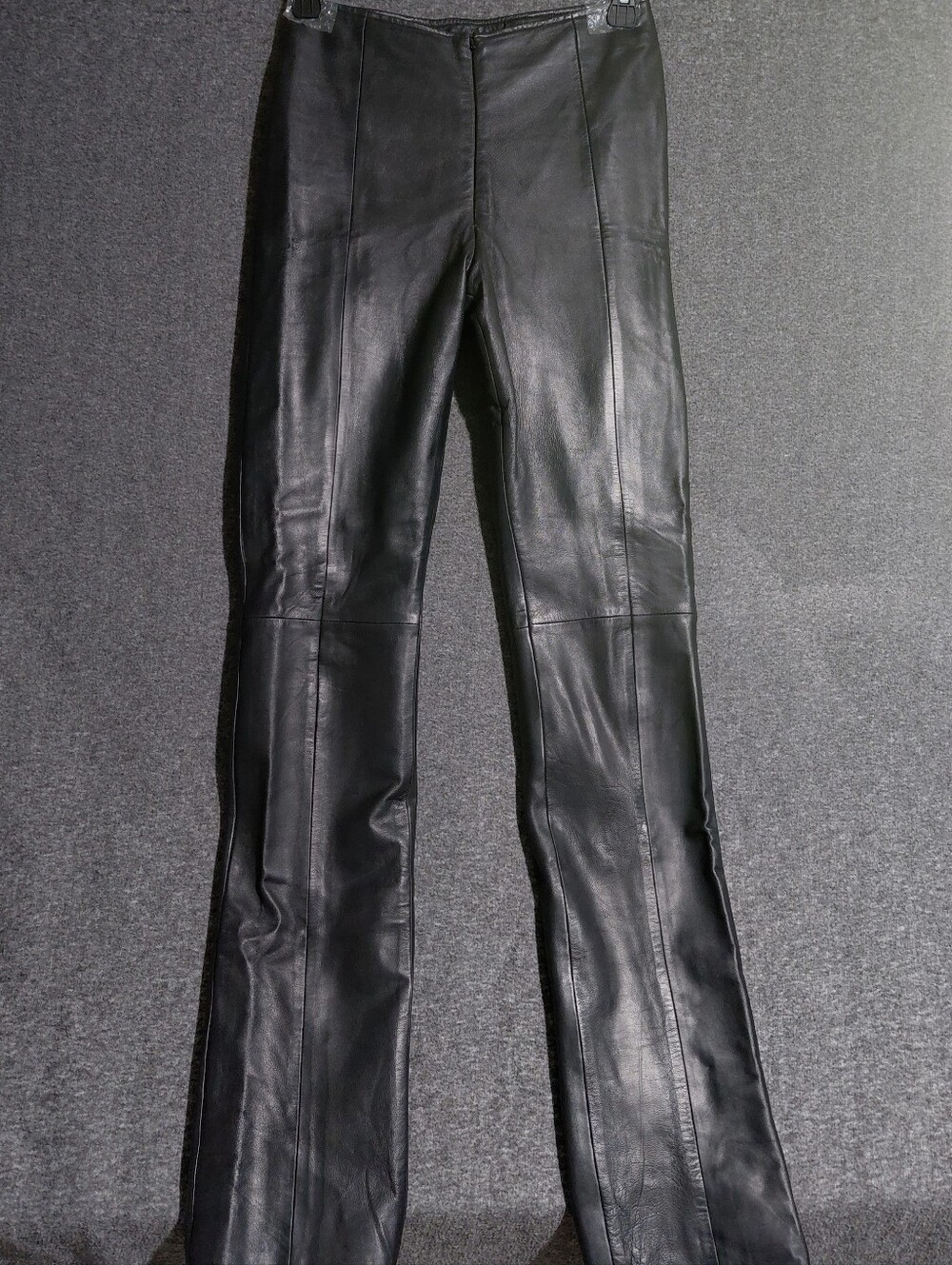 Vintage 90s Cache Black Lambskin Soft Leather High Rise Straight-Leg Pants Sz 2